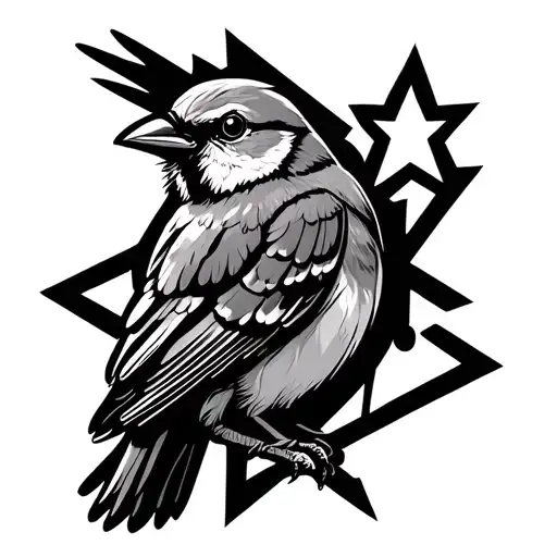 A Armored Sparrow Bird Protectin A Star