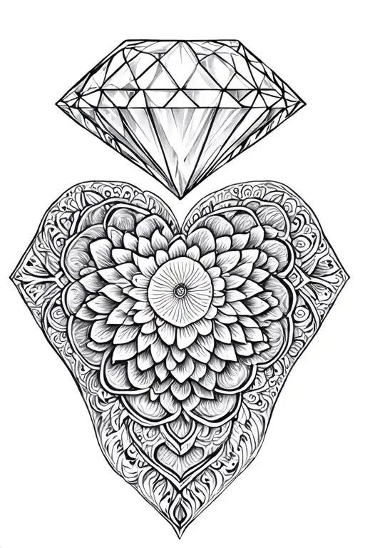 Mandala Diamond With My Late Mothers Fingerprints In A Heart