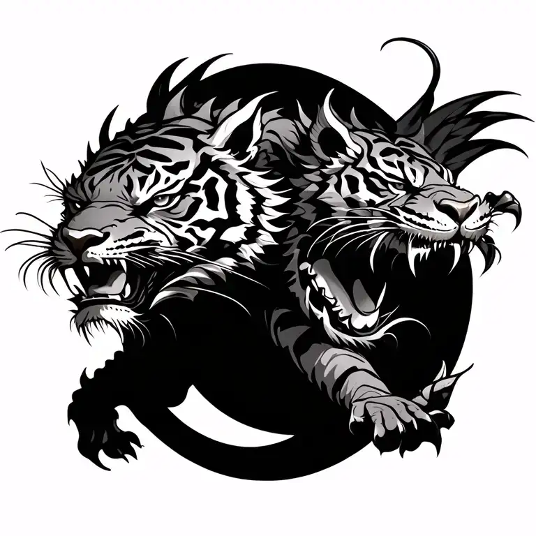 Tiger Eating Dragon Flying