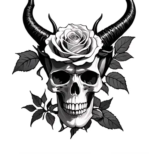 Devil Skull Rose Intertwined