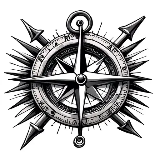 Compass And Anchor In Arm Sleeve