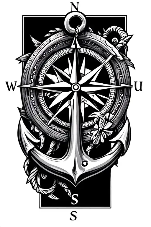 Compass And Anchor In Arm Sleeve