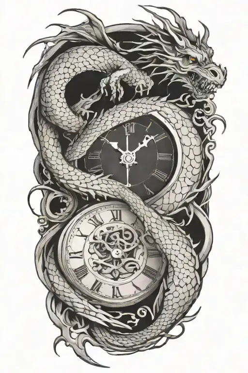 A Long Dragon And A Clock