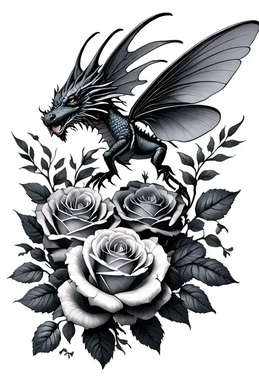 Dragon Flys With All Types Of Roses Blooming