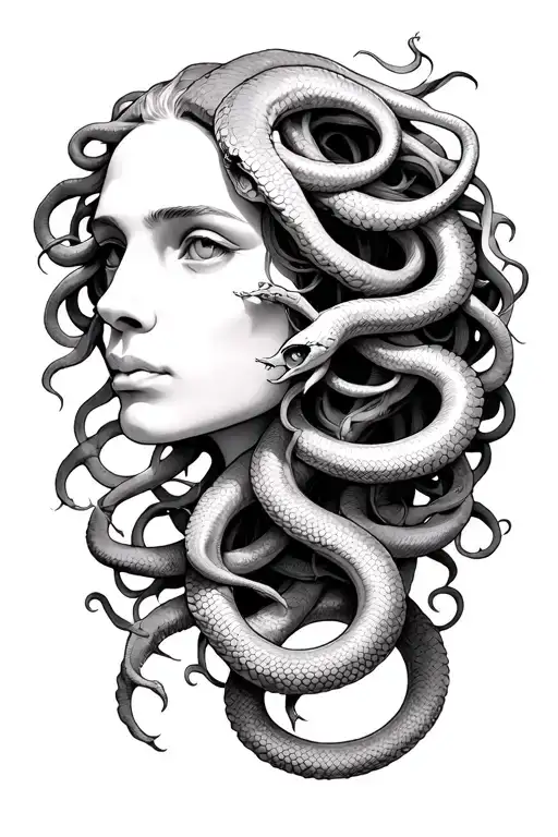 Medusa Head With Snakes Simple