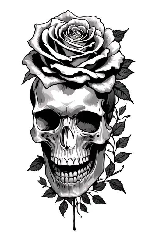 Rose And Skull Surrounded
