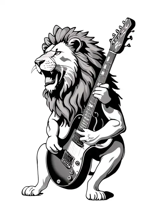 Lion Playing A Guitar