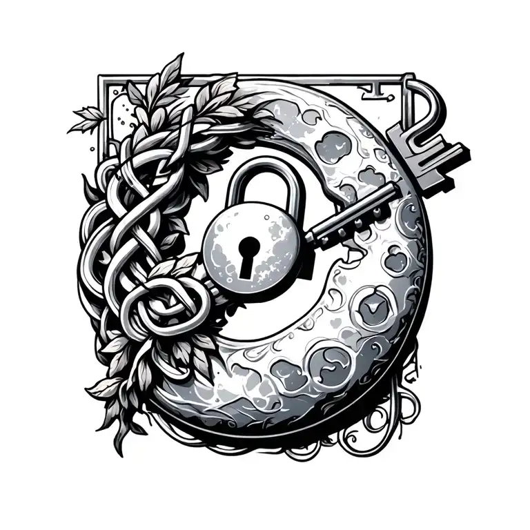 Moon -Shaped Intertwined Key Padlock And A