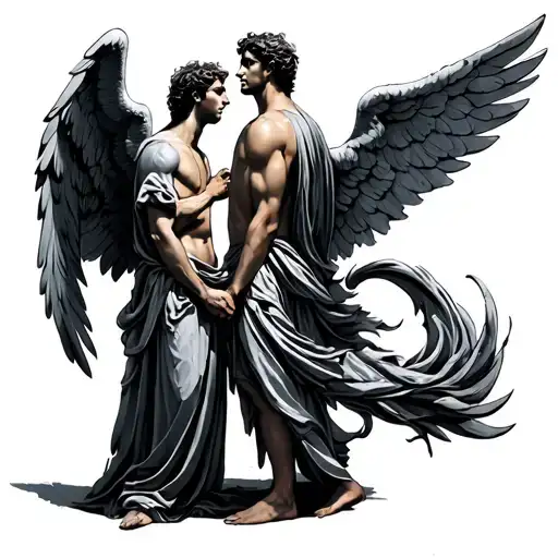 Gabriel And Michael Standing Back To Back Angel