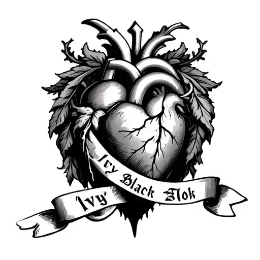 Sacred Heart With A Banner Across The Front With The Name Ivy