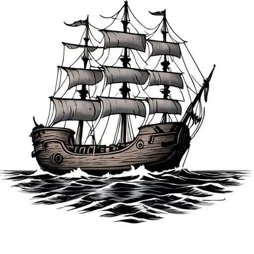 Wood Grain Pirate Ship