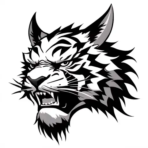 Japanese Samurai Oni Mask With Tiger Head