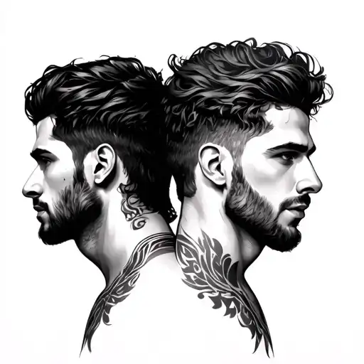 Gabriel And Michael Standing Back To Back