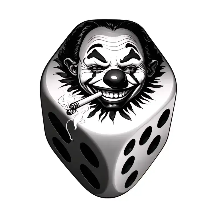 A Dice With Clown Face Smoking A Joint