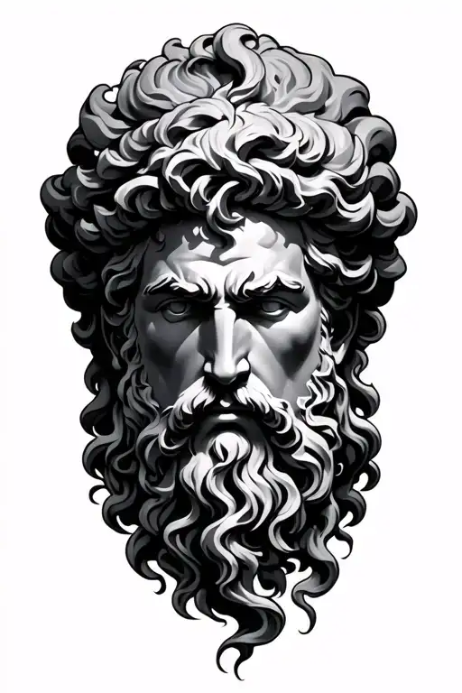 Zeus Face With Panthenon And Lightning