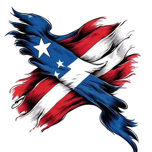 Puertorican Flag And Trinidadian Flag Intertwined