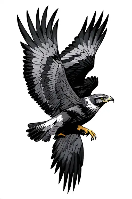 Peligrine Falcon Hunting In Flight Symbolizing