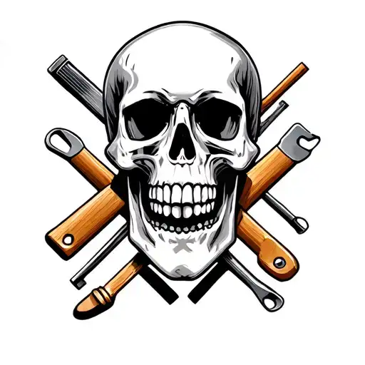 Skull With Carpenter Tools