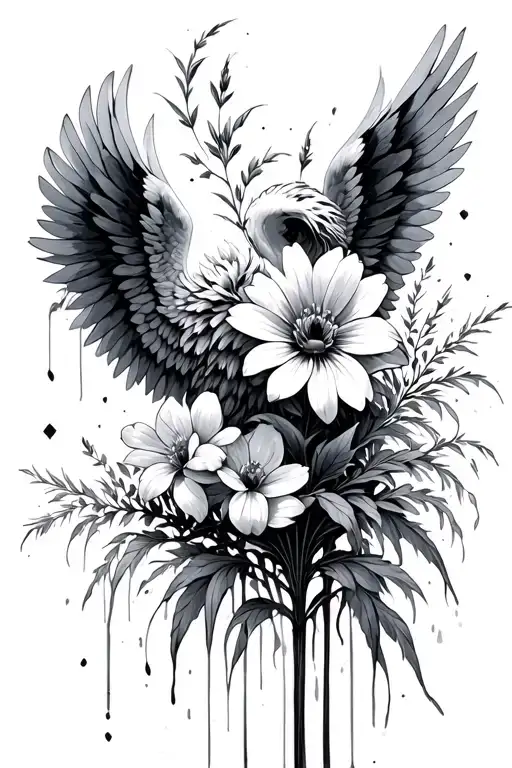 Broken Angel Dead Grass Live Flowers