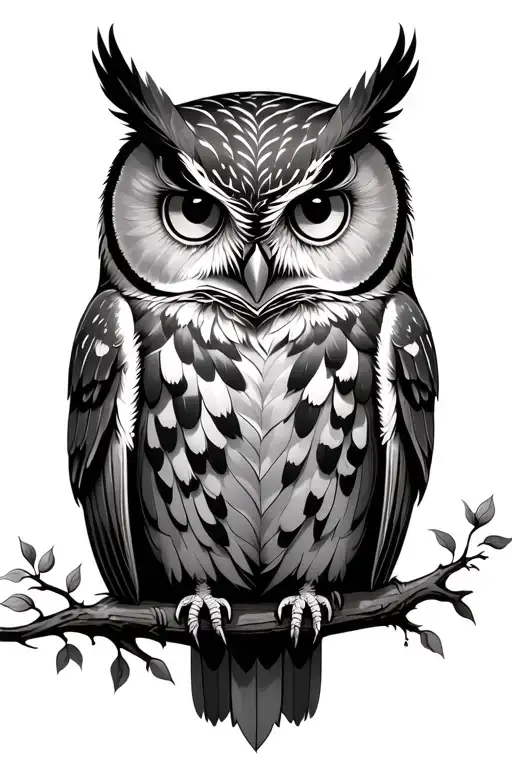 Large Owl With Treea