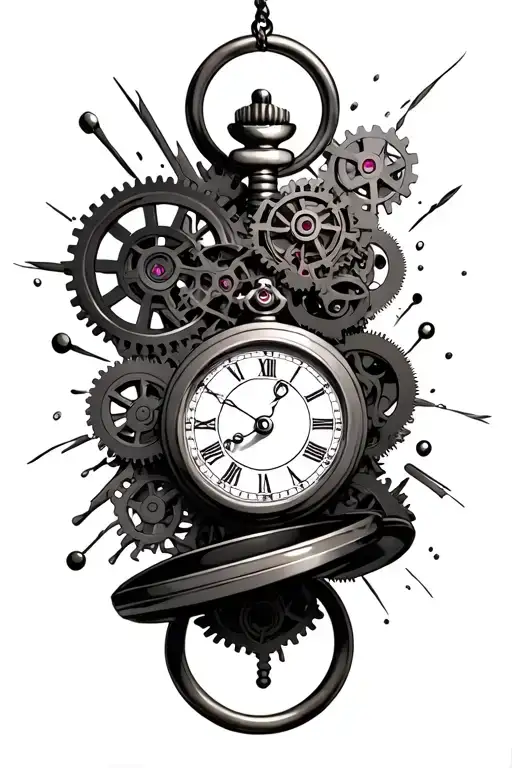 Exploding Pocket Watch With Gears