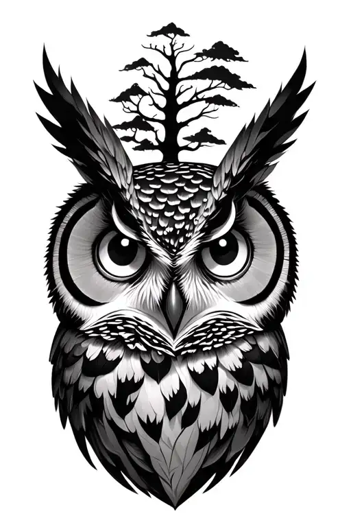 Owl Eyes With Trees
