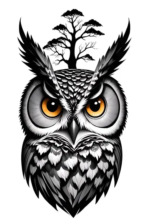Owl Eyes With Trees