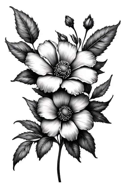 Flowers Shaded By Dotwork Design