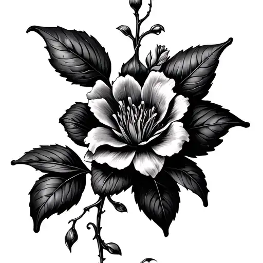 Vine Design With Queen Of The Night Flower Blooming