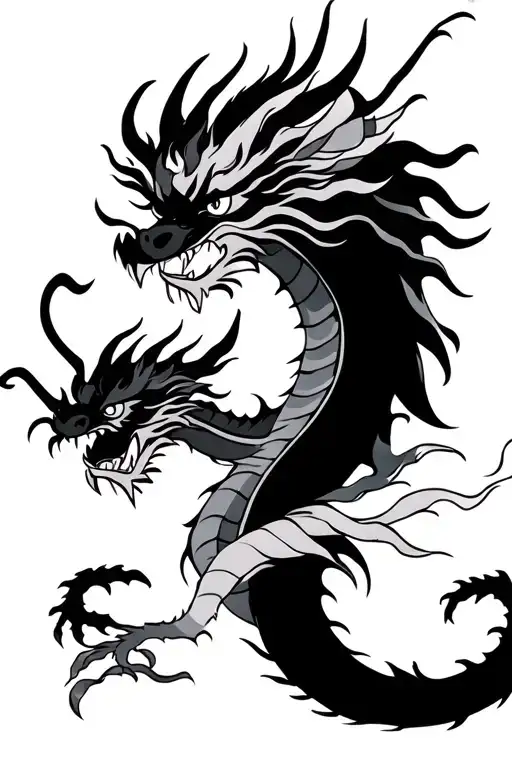 Chinese Dragon With Samurai Warrior