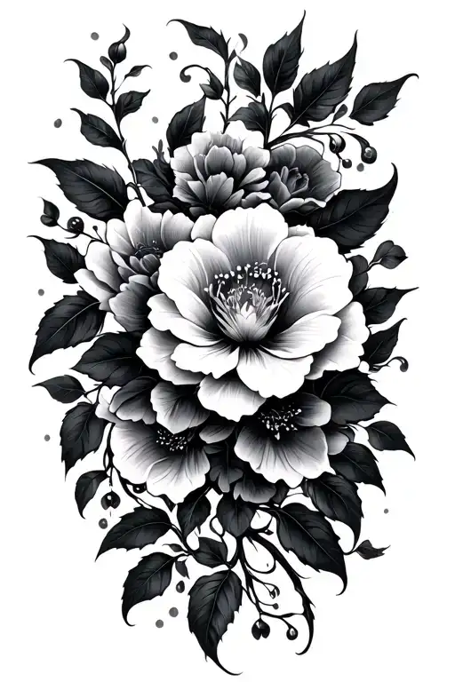 Vine Design With Queen Of The Night Flower Blooming