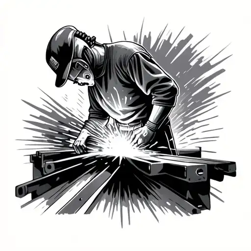 Welder Working On Steel Beams