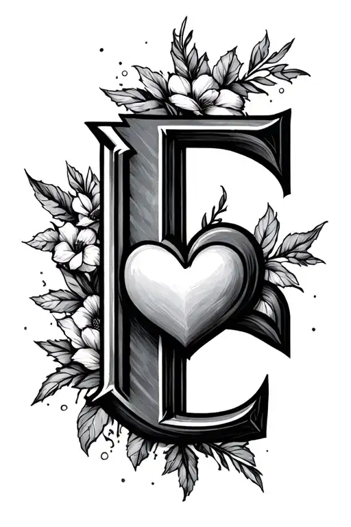 Letter E With Heart