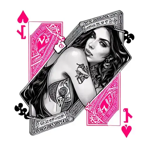 Katrina With Pink Deck Cards And The Initial And In The Cards