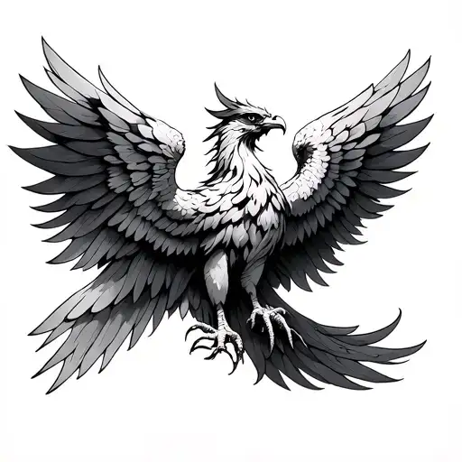 Phoenix With Symmetrical Wings