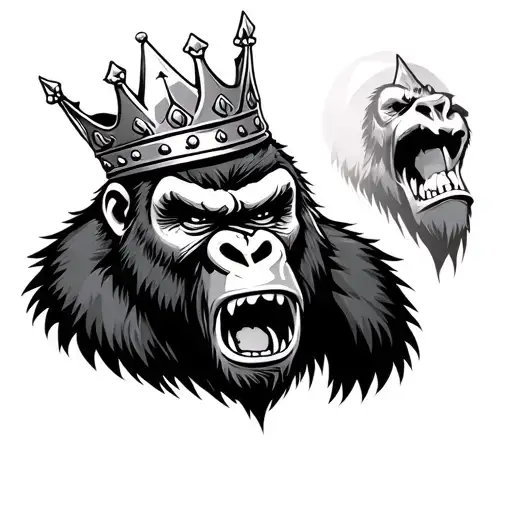 Angry Roaring Gorilla Wearing A Crown