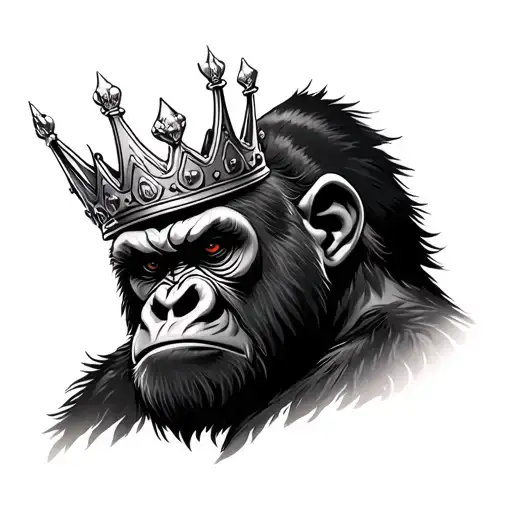 Realistic Angry Gorilla Wearing A Crown