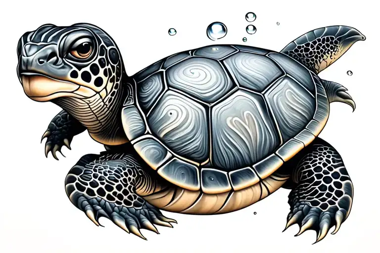 Turtle Made Of Bubble And Water Waves