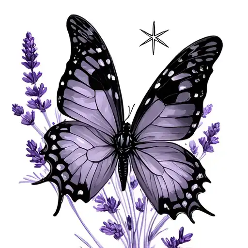 Butterfly On Lavender With A Gemini Starsign