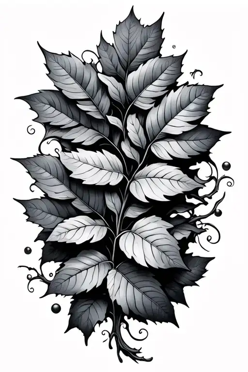 Large Fall Leaves With Vines Growing