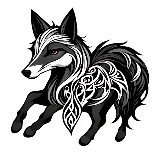Fox And Pony Irish Tribal Symbols