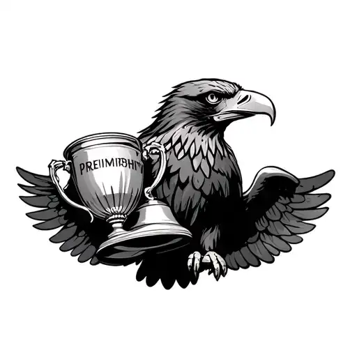 Eagle Holding Afl Premiership Cup With Its Wings