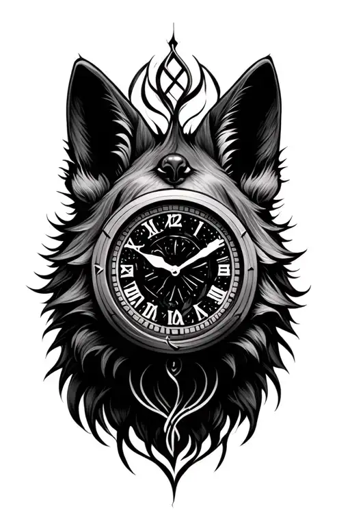 Double Clock Infinity Symbol Fox Head Surrounded