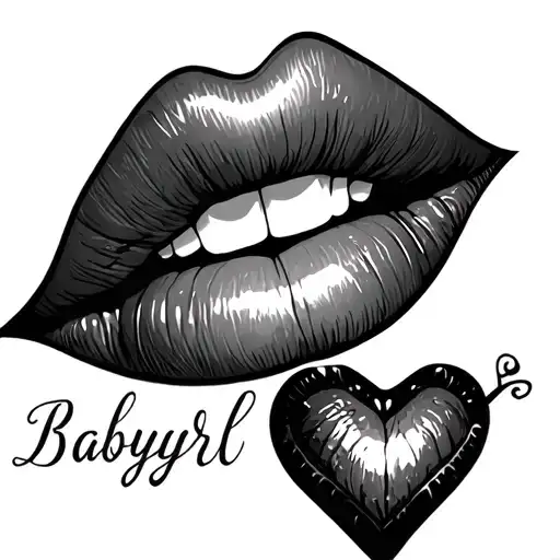 Babygirl Name With Biting Lip And Heart