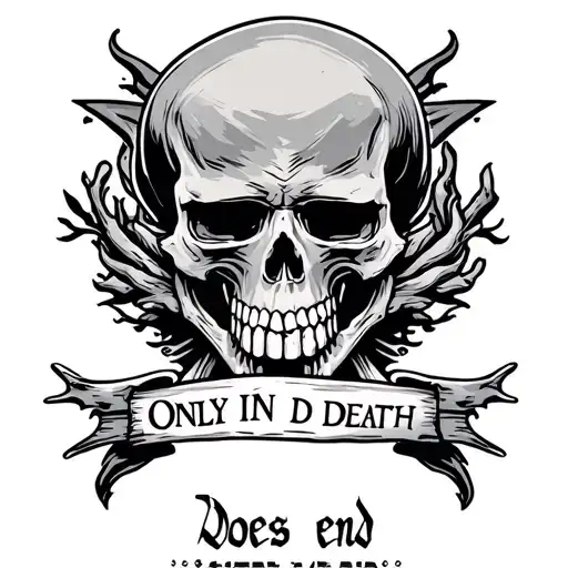 Only In Death Does Duty End Message With Skulls