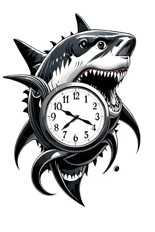 Infinity Symbol Clock Surrounded Shark Head Surrounded