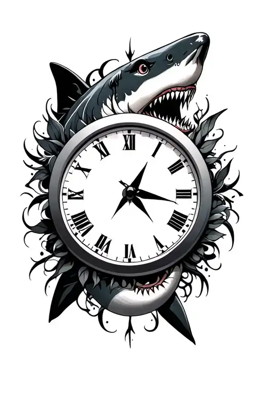 Infinity Symbol Clock Surrounded Shark Head Surrounded