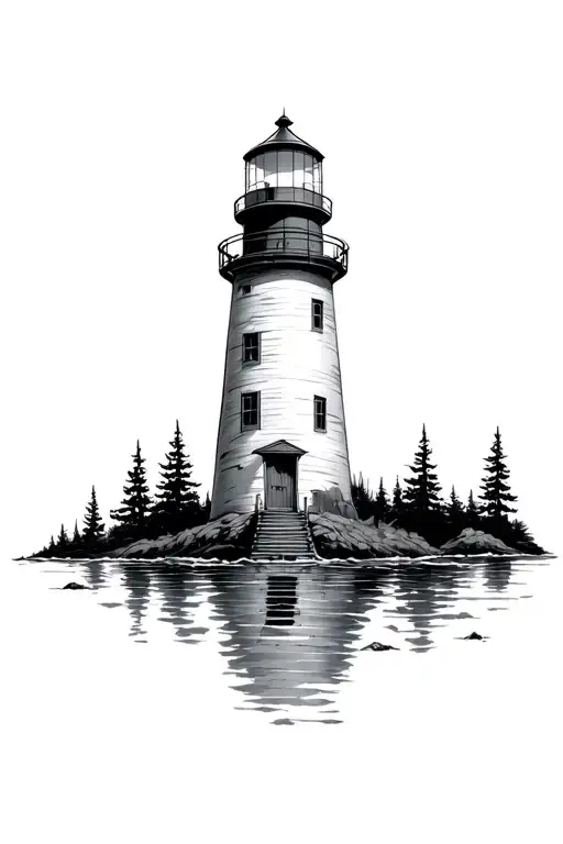 Lighthouse Standing Tall Trees Looking Through Lens