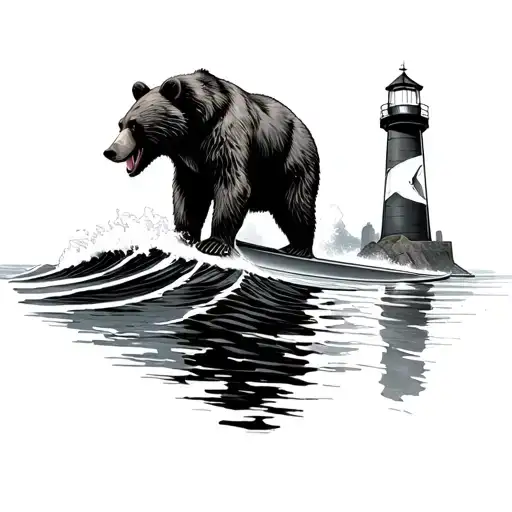 Bear Wave Surfing Hourglass Lighthouse One Side