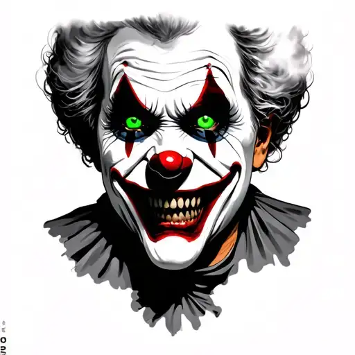 Scary Clown With Green Eyea Smoking